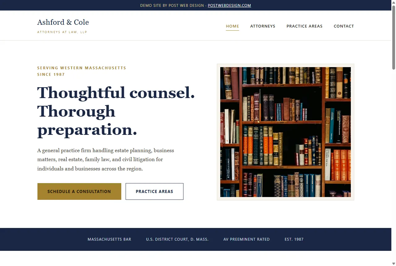 Ashford & Cole, LLP — sample website design for a law office (not a client project)